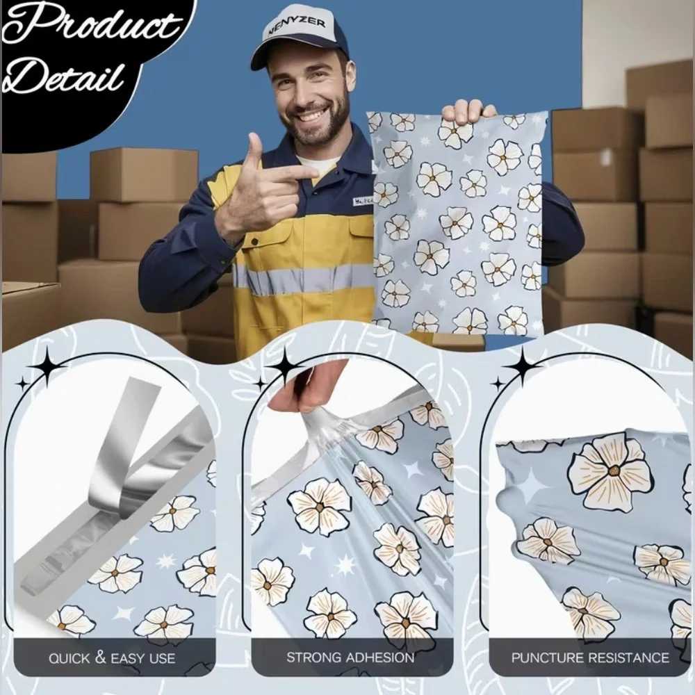 Set of 20 14.5” x 19” Floral Blossom Poly Mailers